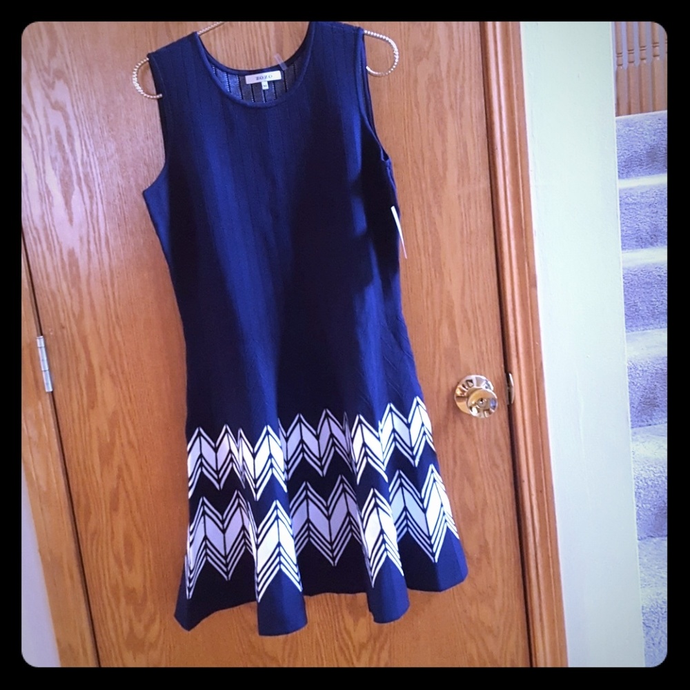Navy & White Fit & Flare Dress